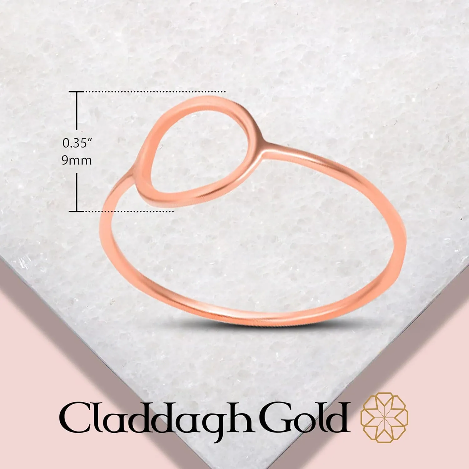 Claddagh Gold Men's 10K or 14K Circle Outline Ring Available in Yellow Rose and White Gold with multiple ring sizes