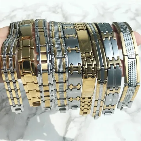 Classy Men Gold Silver Simple Steel Bracelet