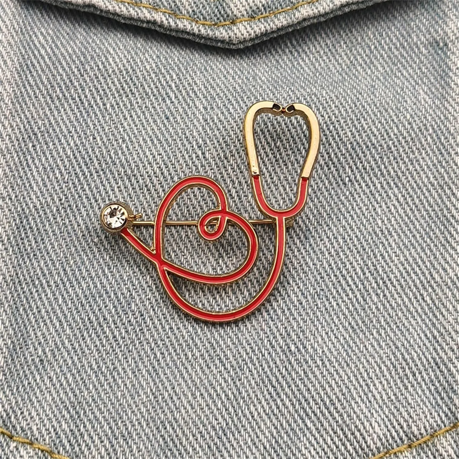 coadipress Stethoscope Brooch Pins for Nurses Doctors Personality Enamel Nurse Medicine Stethoscope Heartbeat Brooches Backpack Clothing Fashion Accessories Jewelry