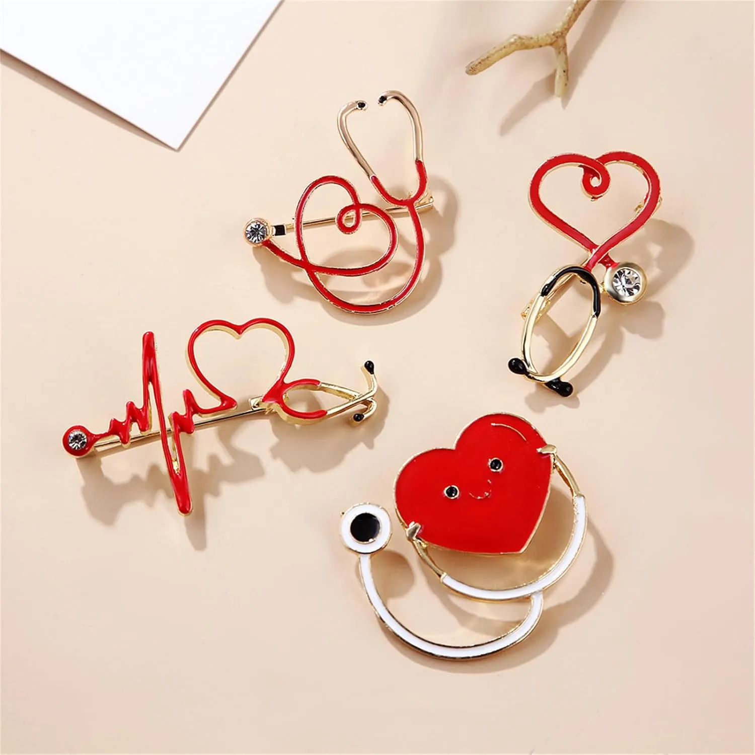 coadipress Stethoscope Brooch Pins for Nurses Doctors Personality Enamel Nurse Medicine Stethoscope Heartbeat Brooches Backpack Clothing Fashion Accessories Jewelry