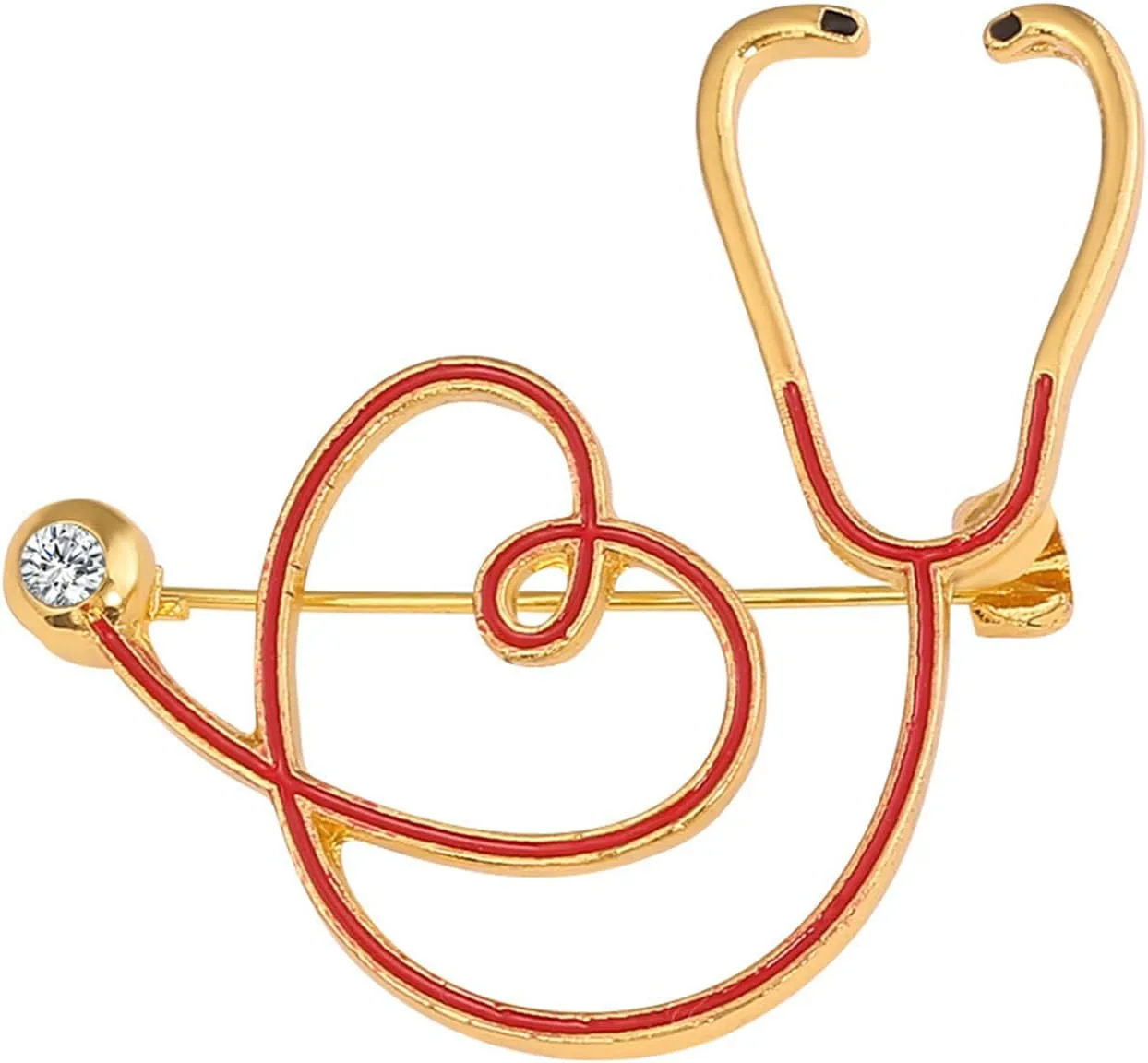 coadipress Stethoscope Brooch Pins for Nurses Doctors Personality Enamel Nurse Medicine Stethoscope Heartbeat Brooches Backpack Clothing Fashion Accessories Jewelry