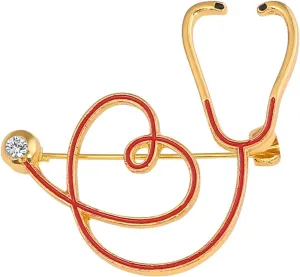 coadipress Stethoscope Brooch Pins for Nurses Doctors Personality Enamel Nurse Medicine Stethoscope Heartbeat Brooches Backpack Clothing Fashion Accessories Jewelry
