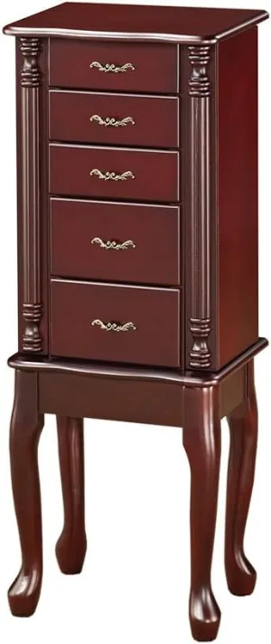 Coaster Home Furnishings 4-Drawer Jewelry Armoire Merlot, 9" D x 13" W x 35" H, Model:900144