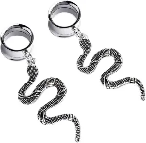 Cobras Ear Tunnels Plug,Stainless Steel Screw Ear Expander Flesh Tunnels Piercing