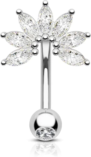 COCHARM Cute Silver Gold Flower Rook Earrings 16g Sparkling Rook Barbells for Women Gold Stainless Steel 8mm Rook Piercing Dainty Rook Jewelry Silver Rook Rings