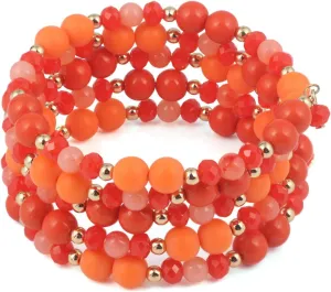 Coiris Multi Layers Statement Yellow Beaded Bracelet Adjustable Strand Bangle Bracelet for Women