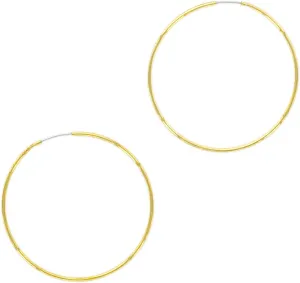 Columbus 14K Gold or Rhodium Dipped Endless Hoops with Sterling Silver Posts - Wire Thin Plated Infinity Hoop Earrings with 925 Post - 40, 50, 60, 70, 80 mm