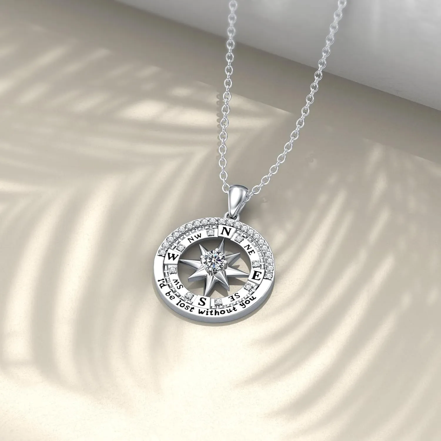 Compass Birthstone Necklace Gift for 2025 Graduation 925 Sterling Silver Compass I'd be Lost Without You Pendant Necklaces Jewelry for Women Her Wife Gift for Birthday Anniversary