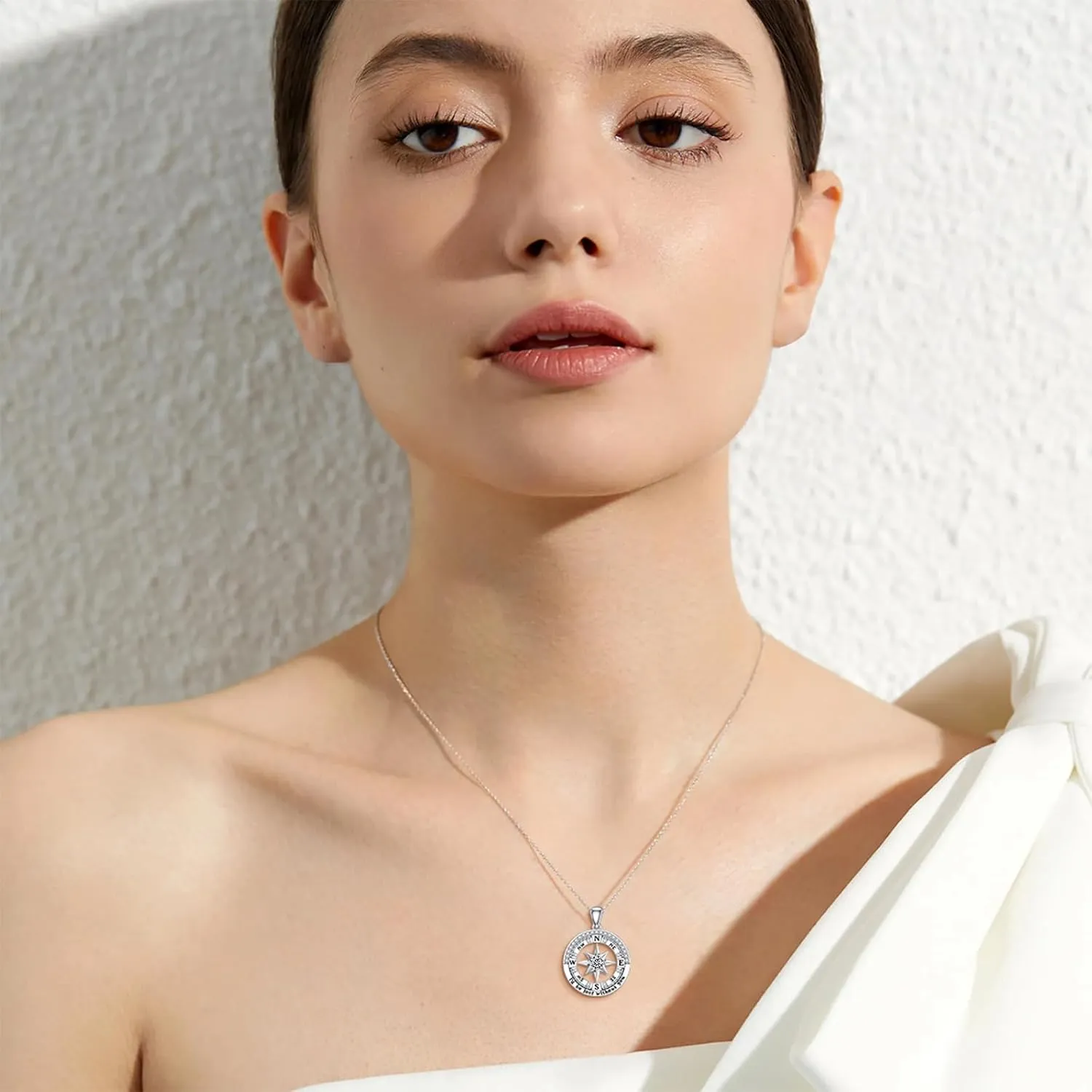 Compass Birthstone Necklace Gift for 2025 Graduation 925 Sterling Silver Compass I'd be Lost Without You Pendant Necklaces Jewelry for Women Her Wife Gift for Birthday Anniversary