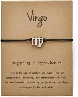 Constellation Bracelet Astrology Zodiac Rope Chain Adjustbale Anklet Friendship Jewelry Gift Card for Women Men