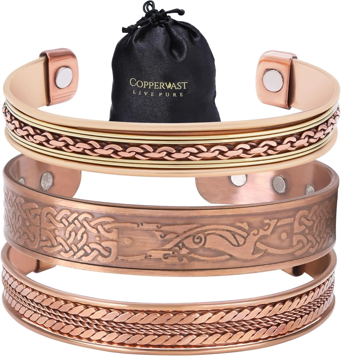 Copper Bracelets- for Men and Women| Set of 3 with Gift Box |Handmade 100% Copper| Gift for Women and Men