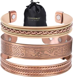 Copper Bracelets- for Men and Women| Set of 3 with Gift Box |Handmade 100% Copper| Gift for Women and Men
