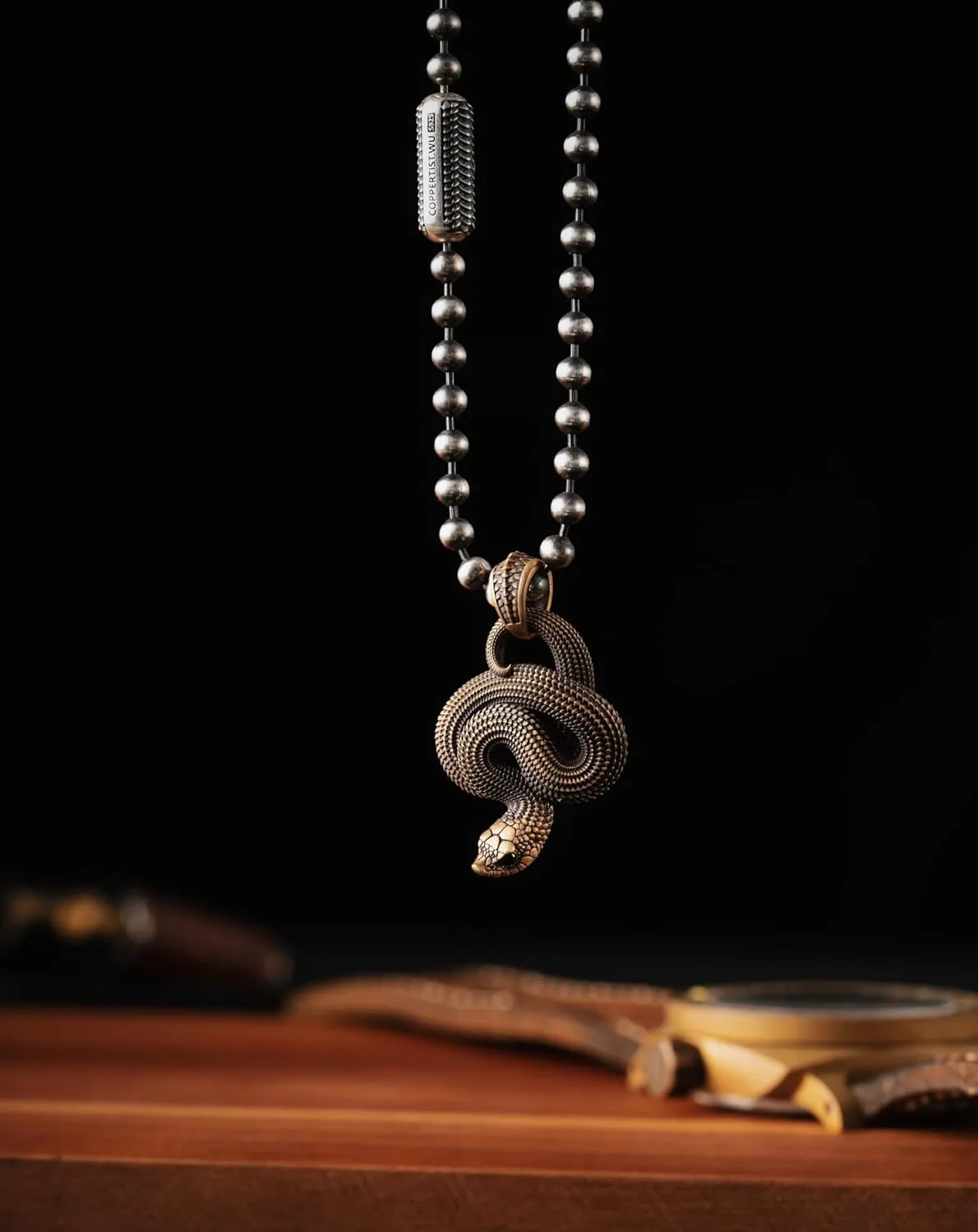 COPPERTIST.WU Hognose Snake Pendant for Necklace Snake Statement Charm Goth Animal Novelty Jewelry Gift for Men Women
