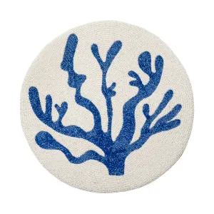 Coral Hand Beaded Placemat, Cobalt