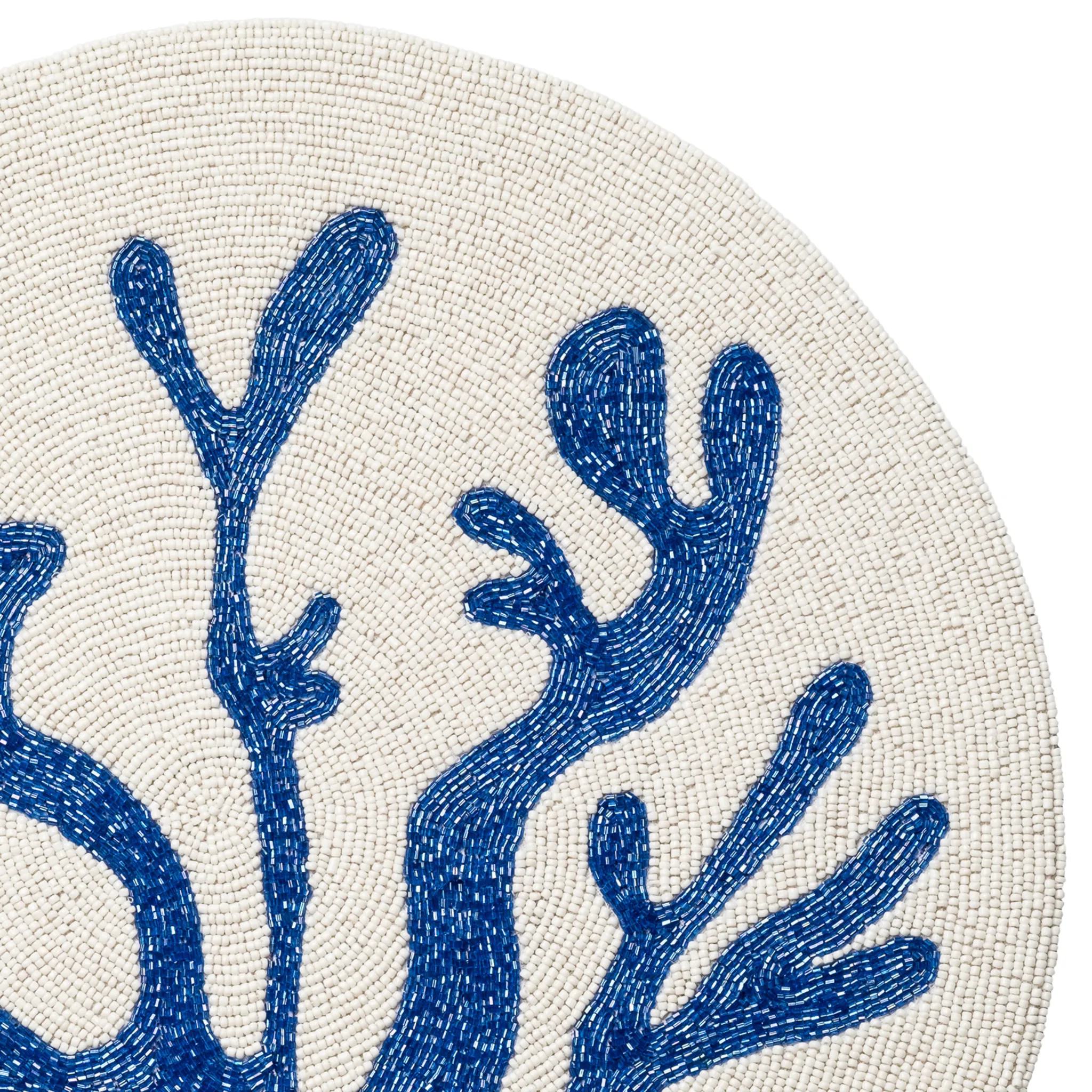 Coral Hand Beaded Placemat, Cobalt