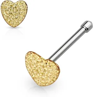 Covet Jewelry Sparkling Sand Blast Finish Heart Top 316L Surgical Steel Nose Bone Stud Rings