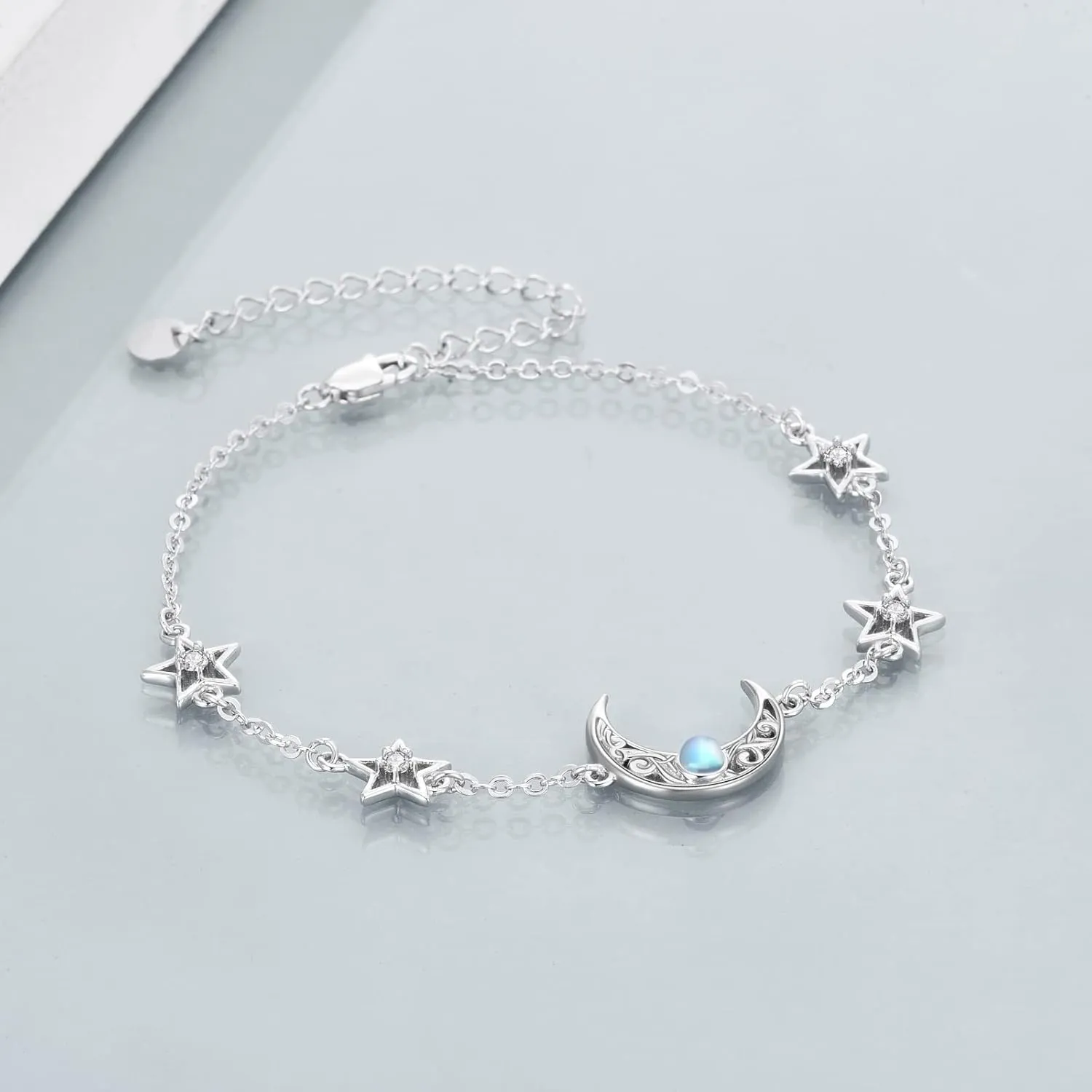 CRMAD Moonstone Moon/Star/Daisy/Turquoise/Rose Flower/Cat/Star/Hecate/Airplane/Pearl/Chakra/Rose Pearl/Butterfly/Wave/Starfish Anklet for Women Sterling Silver Anklet Irish Jewelry