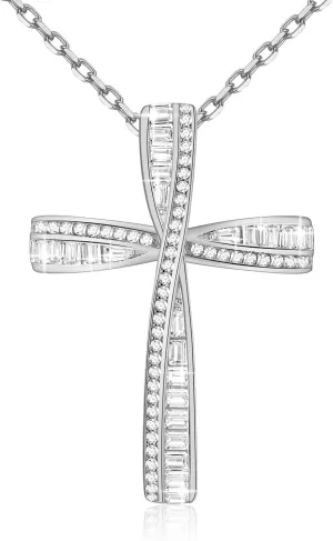 Cross Necklace for Women, 925 Sterling Silver 18K Gold Plated Cross Necklaces for Women, Cross Pendant with 5A Cubic Zirconia Diamond, Birthday Christmas Jewelry Gifts for Women Her Wife
