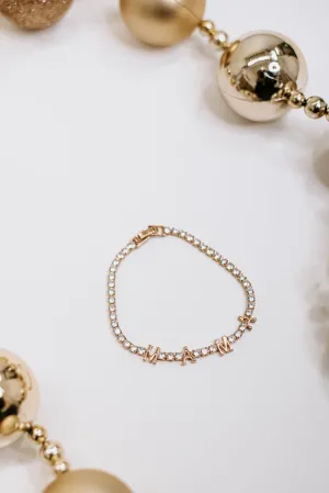 Crystal Bracelet, Gold, Mama