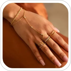 Crystal Finger Ring Bracelet Hand Chain Non Tarnish Slave Bohemian Rhinestone Simple Hand Jewelry Wrist for Women Gift