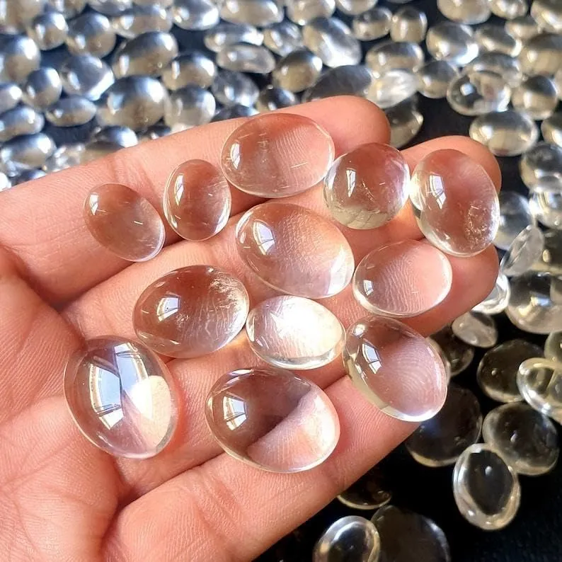 Crystal Quartz Loose Gemstones 100 Carat Wholesale Lot 3 to 5 Pcs Natural Clear Crystal Cabochons for Jewelry Making Wire Wrapping Chakra Healing Reiki Wedding Gift