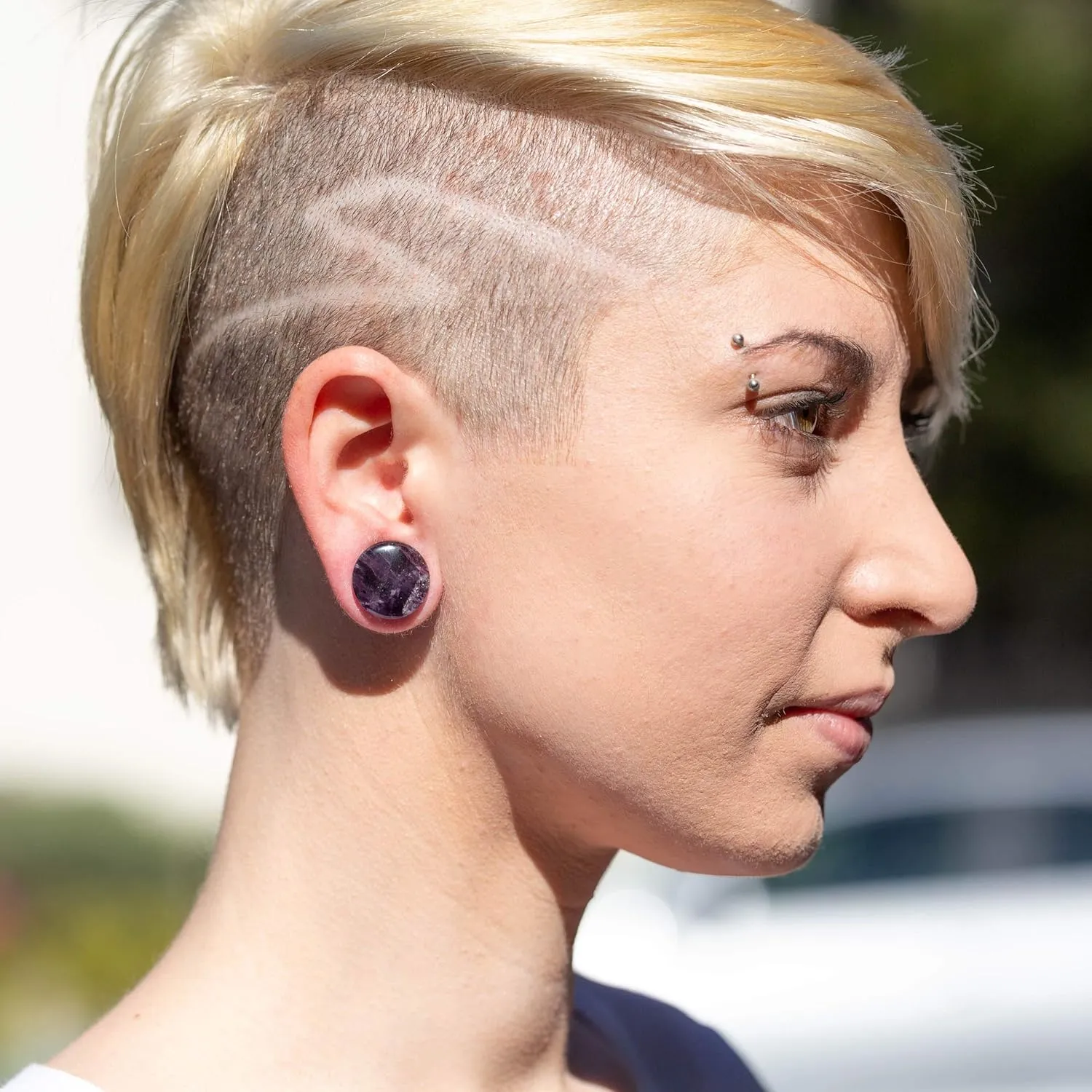 Crystal Stone Plugs | Double Flared Saddle Gauges for Ear Stretching | Amethyst and Turquoise Designs | Beautiful, Balancing, and Unique