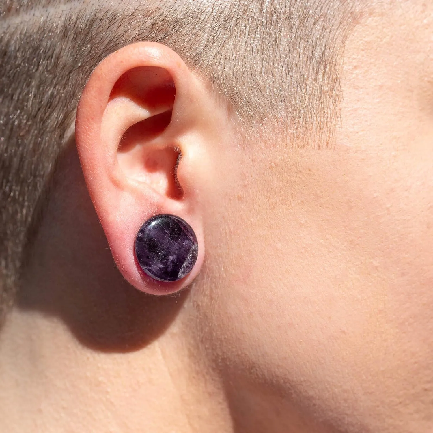 Crystal Stone Plugs | Double Flared Saddle Gauges for Ear Stretching | Amethyst and Turquoise Designs | Beautiful, Balancing, and Unique