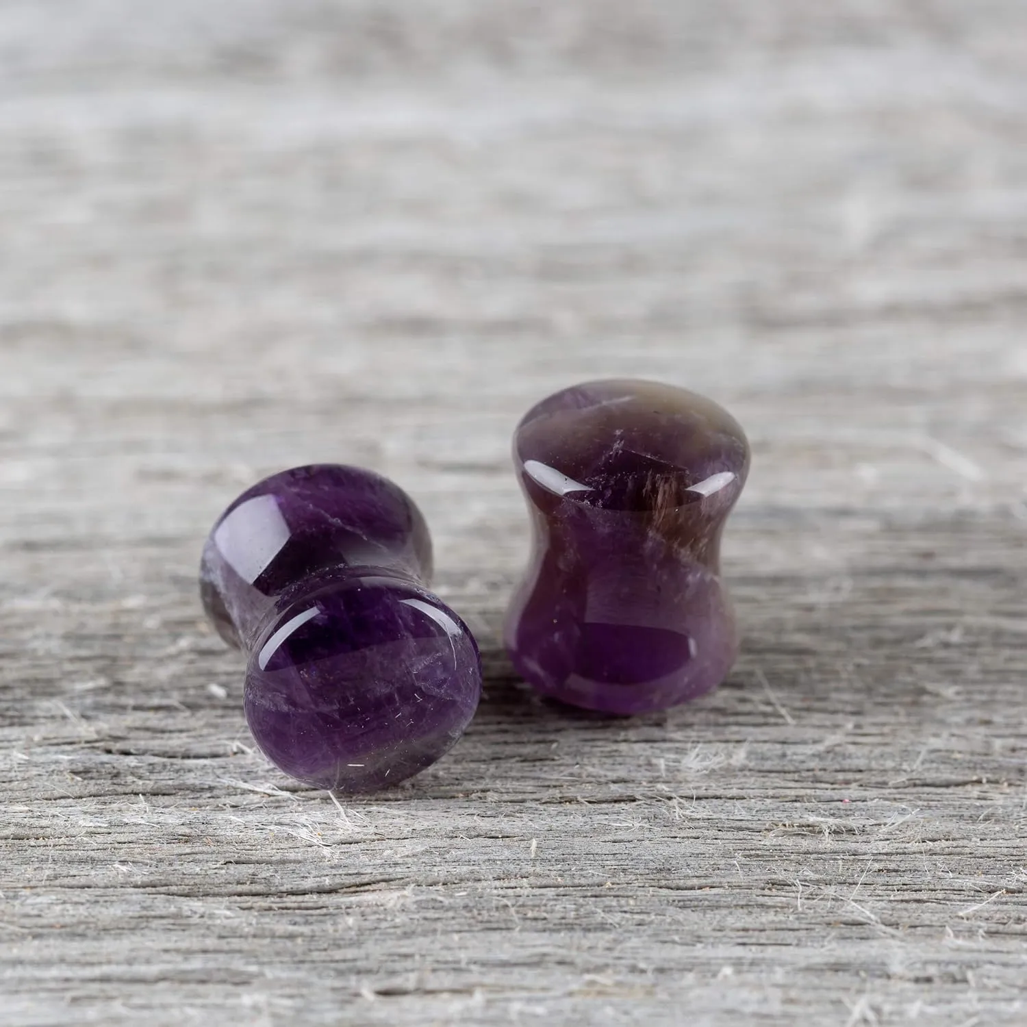 Crystal Stone Plugs | Double Flared Saddle Gauges for Ear Stretching | Amethyst and Turquoise Designs | Beautiful, Balancing, and Unique
