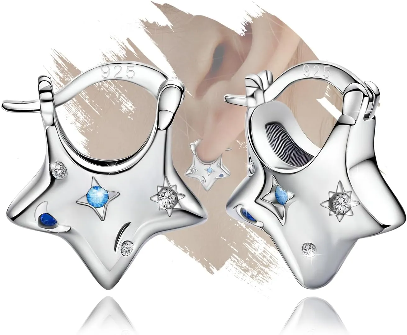 Cubic Zirconia Hoop Earrings Hypoallergenic Fashion Dainty Huggie Hoop Charms Star Jewelry Birthday Gift for Women