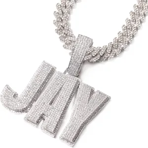 Custom Iced Out Big Name Pendant With 12mm Cuban Link Chain Solid Back Personalized Two-Tone Initial Letters Necklace Hip Hop Jewelry Gifts for Men Women