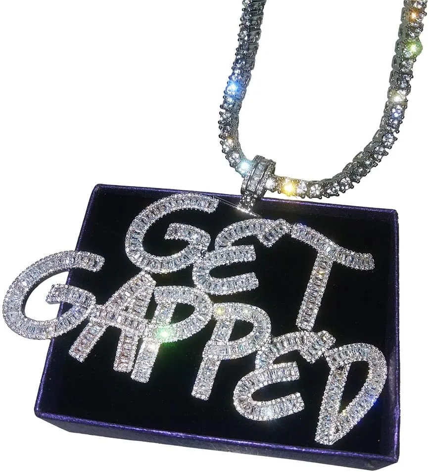 Custom Iced Out Nameplate Necklace Tennis Chain Cubic Zircon letters Pendant Hip Hop Name Choker Charm 18K Gold Silver Color Hip Hop Jewelry Gift for him/her