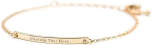 Custom Name Bracelet Personalized 18k Gold Plated Engrave Id Bar Bracelets for Women Customized Birthday Graduation Mother's Day Gifts for Women Mom Lover