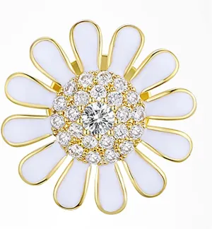 Cute Alloy Lapel Pins, Small Cartoon Floral Plant Brooches Badges, Sweater Collar Clips for Women Girls Dress Shirt (Color : White, Size : 0.7" x 0.7")