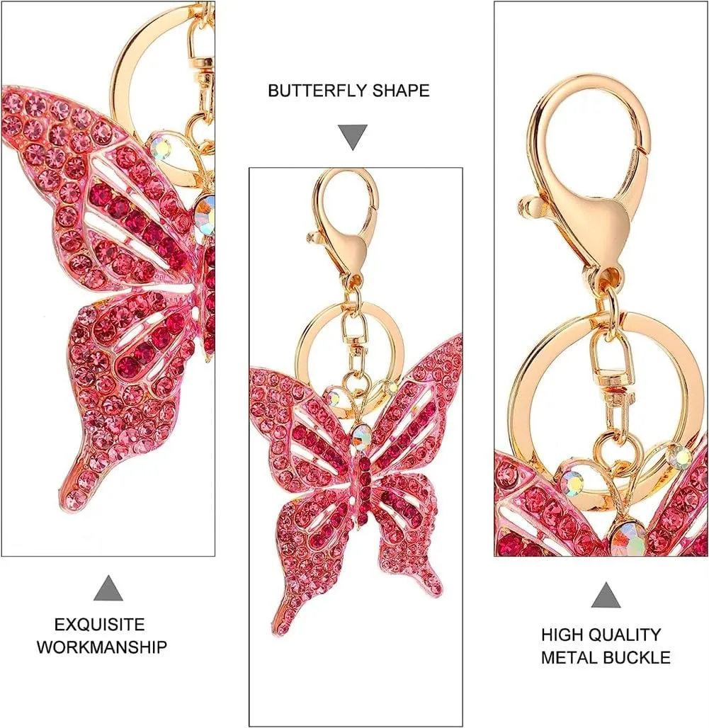 Cute Animal Butterfly Crystal Rhinestone Sparkling Keychain Key Ring Car Bag Pendant Purse Charm Decor Gifts