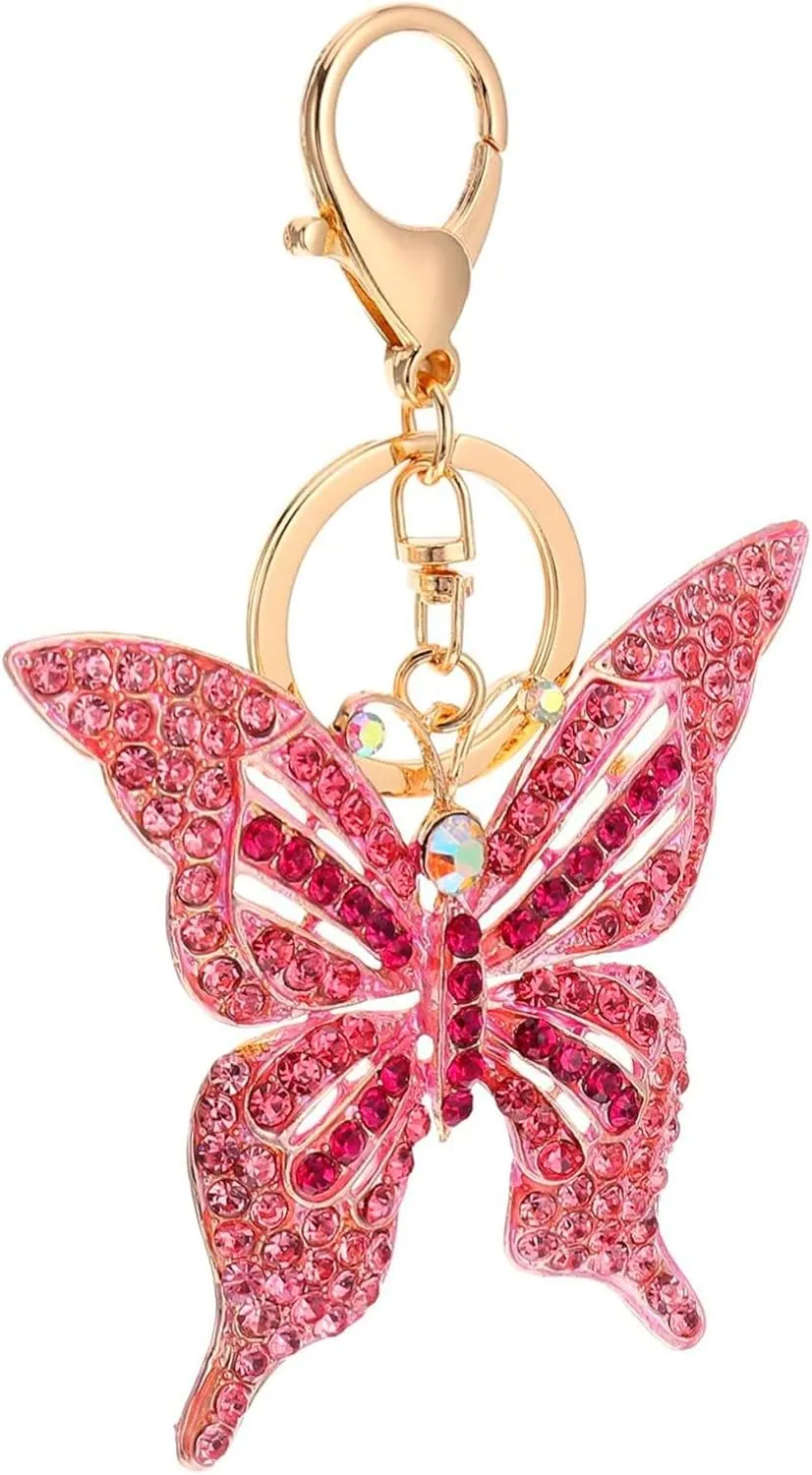 Cute Animal Butterfly Crystal Rhinestone Sparkling Keychain Key Ring Car Bag Pendant Purse Charm Decor Gifts