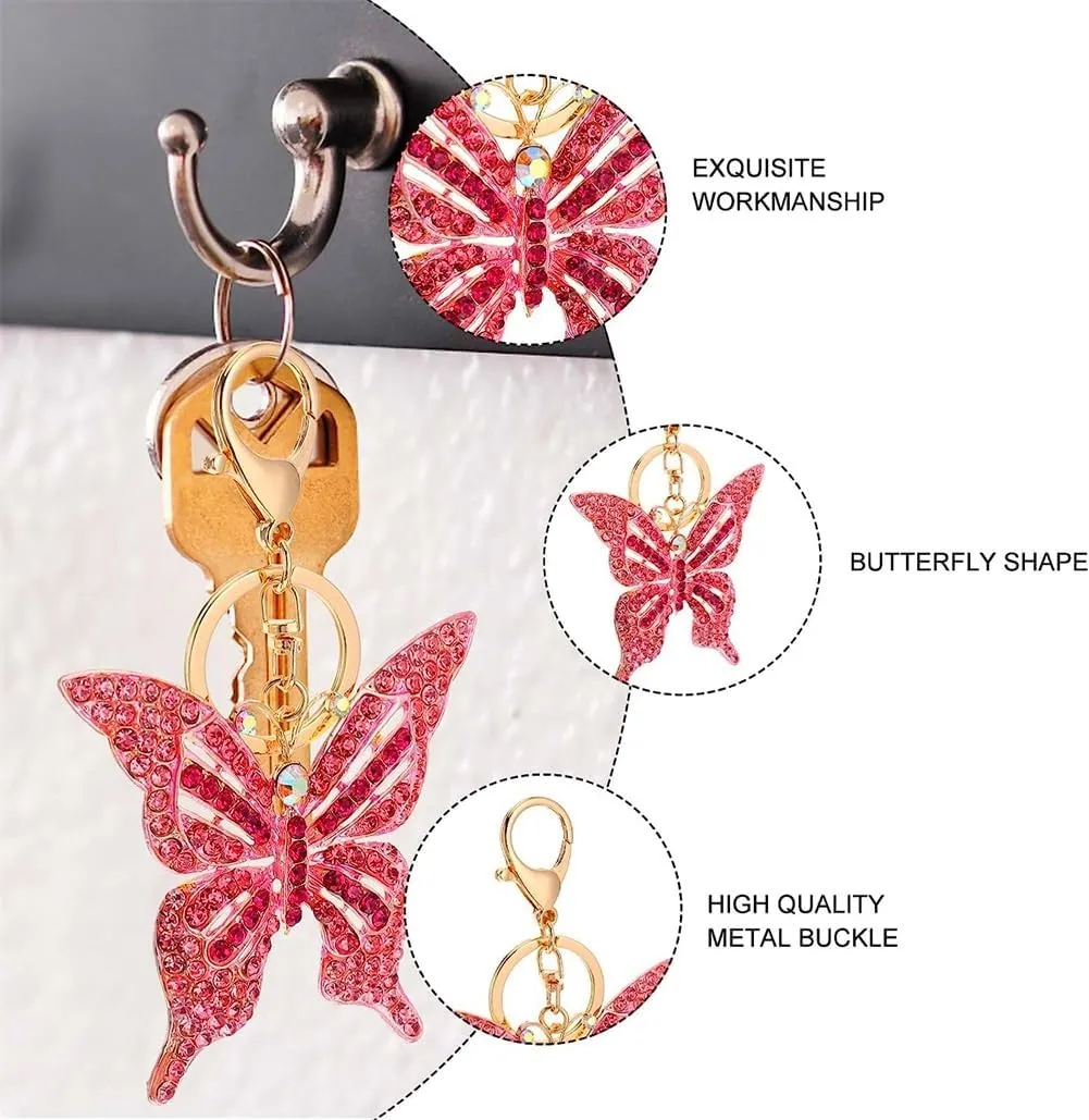 Cute Animal Butterfly Crystal Rhinestone Sparkling Keychain Key Ring Car Bag Pendant Purse Charm Decor Gifts
