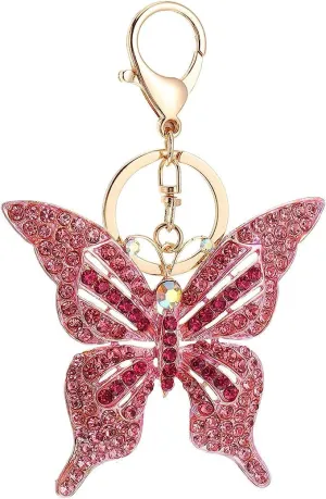Cute Animal Butterfly Crystal Rhinestone Sparkling Keychain Key Ring Car Bag Pendant Purse Charm Decor Gifts