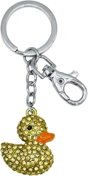 Cute Crystal Rhinestone Animal Duck Car Key Chain Ring Charm Sparkling Duck Keychain Pendant For Women Girls Purse