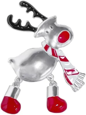 Cute Deer Red Enamel Xmas Brooch Pin for Women Girls Fashion Elk Animal Brooches Lapel Pins Cute Christmas Holiday Festival Decoration Suit Dress Accessories Jewelry Gift