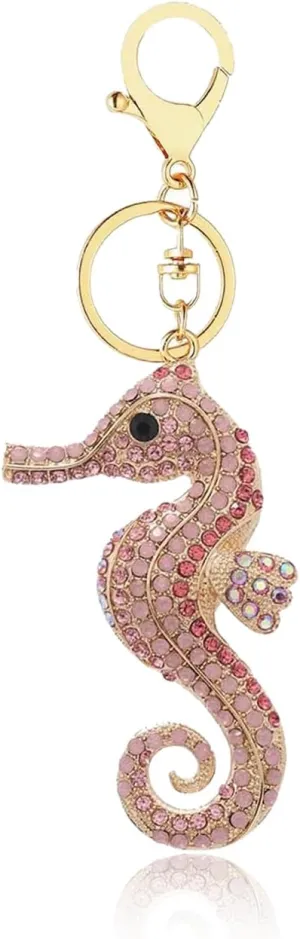 Cute Keychain Rhinestones Keychain for Women Cute Seahorse Keychain Crystal Rhinestone Sparkling Keychain for Bag Pendant Handbag