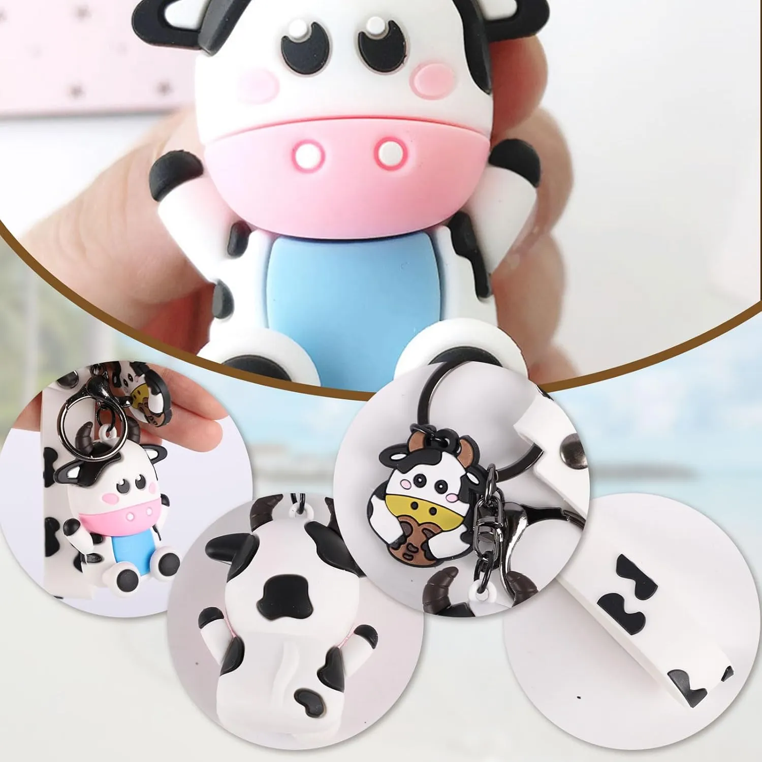 Cute Keychain,Lovely Rhinestone Silicone Key Decoration for Women,Sparkling Keyring Crystal Purse Pendant,Gift to Friends