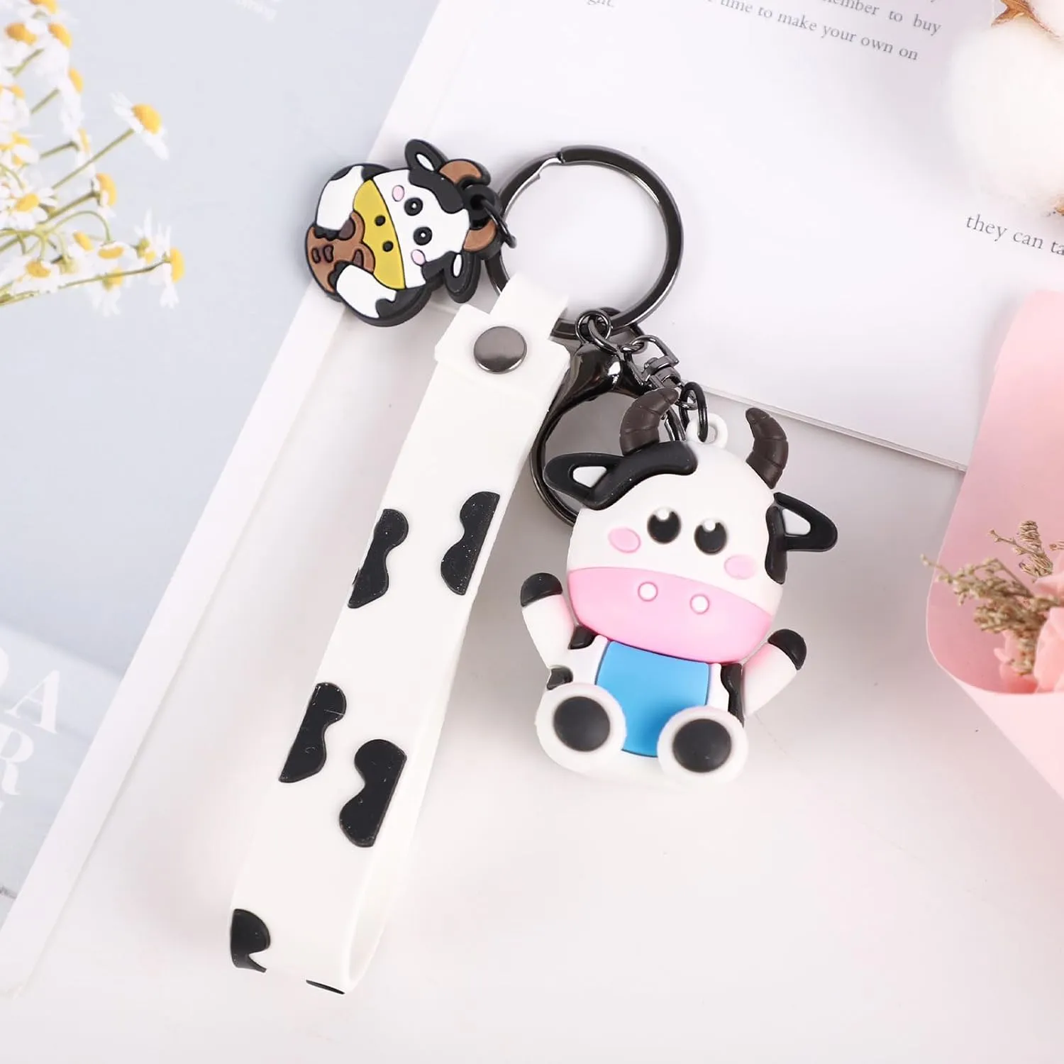 Cute Keychain,Lovely Rhinestone Silicone Key Decoration for Women,Sparkling Keyring Crystal Purse Pendant,Gift to Friends
