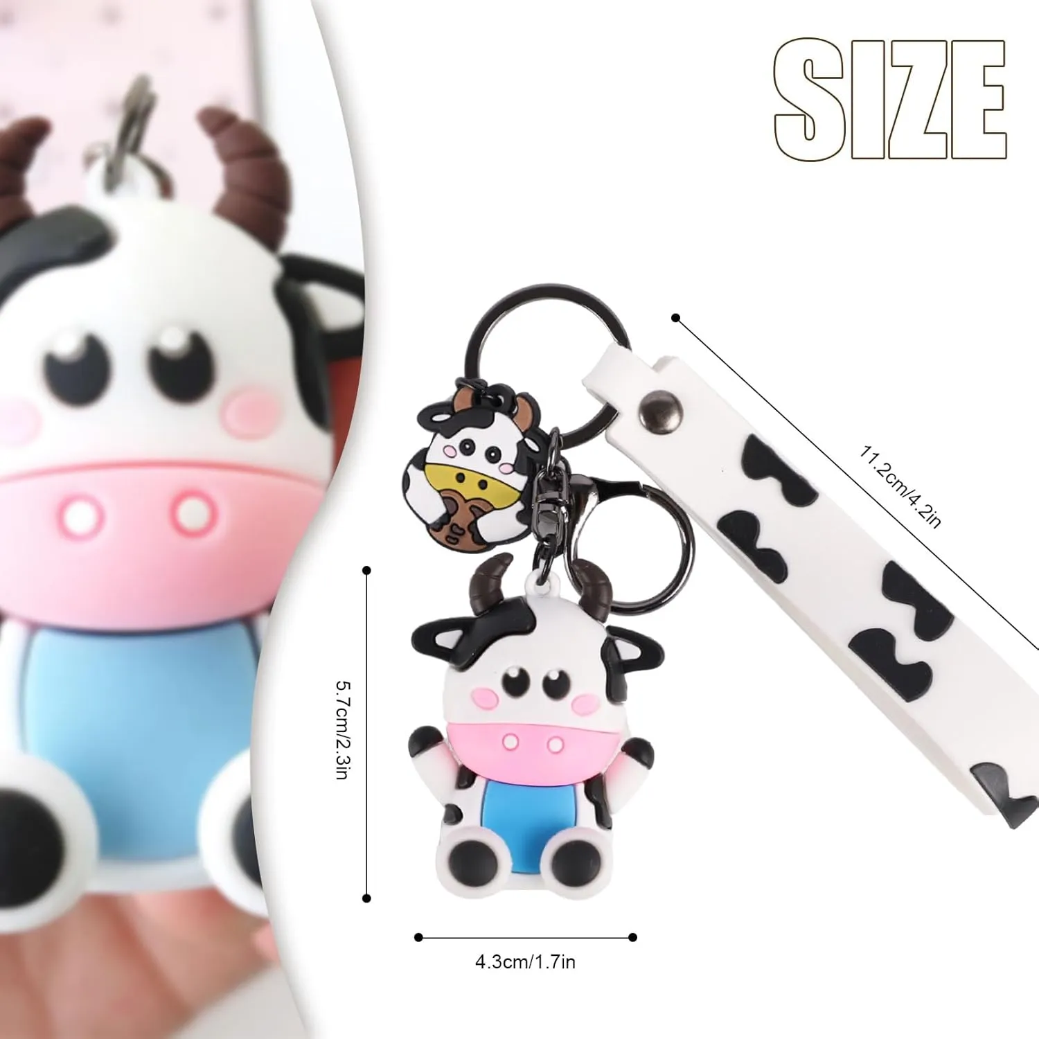 Cute Keychain,Lovely Rhinestone Silicone Key Decoration for Women,Sparkling Keyring Crystal Purse Pendant,Gift to Friends