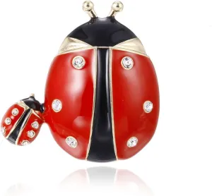 Cute Ladybug Brooch Pin Crystal Rhinestone Animal Insect Enamel Pins Clip Lapel Shawl Hat Scarf Dress Suit Backpack Brooches Pins Dainty Jewelry Gift for Women Girls Clothes Accessories