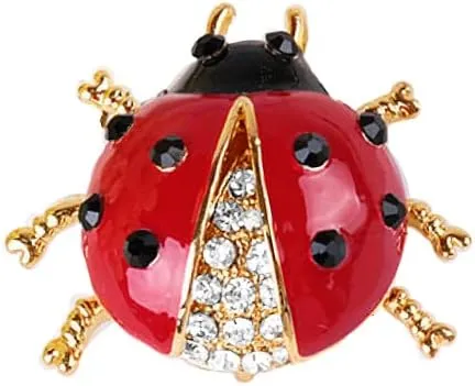 Cute Ladybug Lapel Shawl Brooch Pin for Women Girls Crystal Insect Pin Clip Collar Scarves Sweater Jackets Dress Backpacks Badge Brooches Pins Dainty Jewelry Gifts Holiday