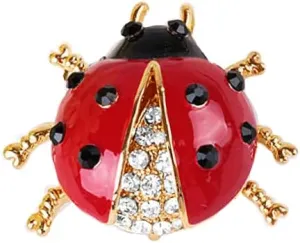 Cute Ladybug Lapel Shawl Brooch Pin for Women Girls Crystal Insect Pin Clip Collar Scarves Sweater Jackets Dress Backpacks Badge Brooches Pins Dainty Jewelry Gifts Holiday