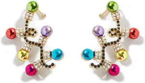 Cute Light Bulb Christmas Ornament CZ Colorful Pearl Ear Cuff Wrap Crawler Climber Earrings for Women Cartilage Hypoallergenic Jewelry Party Holiday Gifts for Festival Thanksgiving New Year Best Friend Daughter