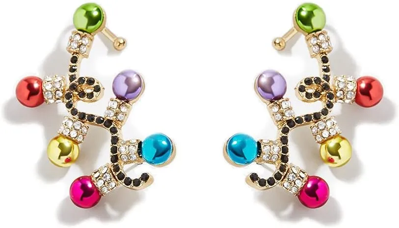 Cute Light Bulb Christmas Ornament CZ Colorful Pearl Ear Cuff Wrap Crawler Climber Earrings for Women Cartilage Hypoallergenic Jewelry Party Holiday Gifts for Festival Thanksgiving New Year Best Friend Daughter