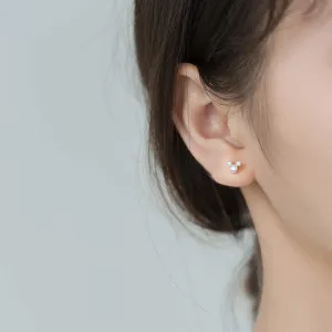 Cute Mini Mouse Stud Earrings S925 Sterling Silver for Women Girls Dainty CZ Crystal Diamond Tiny Statement Cartilage Tragus Earring Delicate Jewelry Hypoallergenic