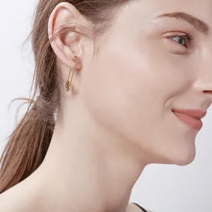 Cute Paper Clip Earrings, Minimalist Punk Stainless Steel Cartilage Safety Pin Earrings Snap Hoop Earrings for Women Mens, Fashion Personalized Hypoallergenic Dangle Drop Earrings